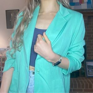 Vintage 1970s Graff Californiawear Mint Single Button Blazer Pocket Over…
